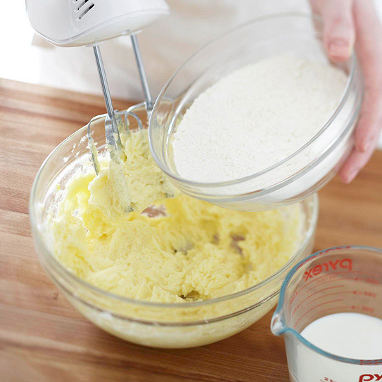 bowl of cake mix with flour