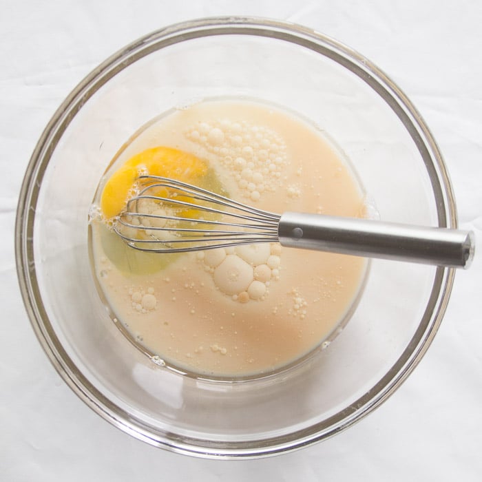 bowl of dry ingredients with egg